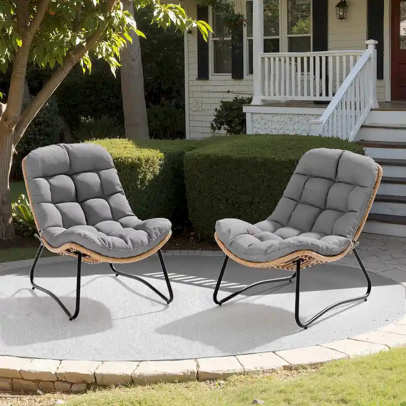 Fauteuil Papasan en rotin PE avec coussin pour intérieur et extérieur