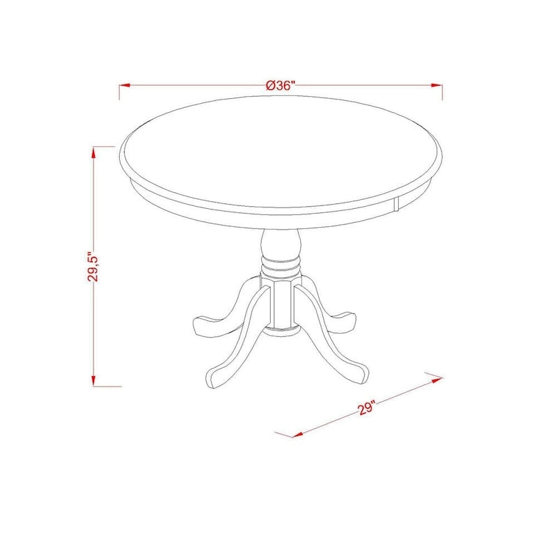 Table à manger ronde de cuisine avec 4 chaises, Crème et Merisier