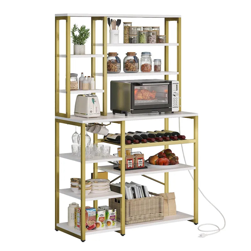 Étagère à micro-ondes de cuisine 40 pouces, étagère à boulangerie, bar à café, meuble à vin, étagères utilitaires