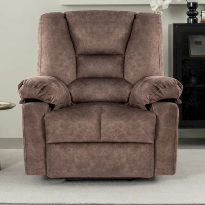 Fauteuil inclinable releveur en velours marron, massage, chauffant, poches, 8 points