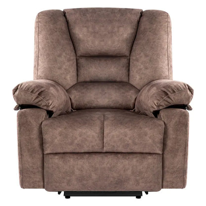 Fauteuil inclinable releveur en velours marron, massage, chauffant, poches, 8 points