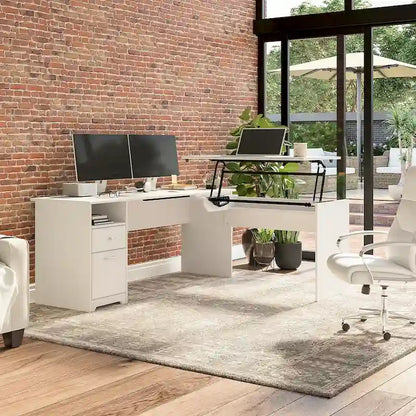 Bureau assis-debout en L à 3 positions 72 W