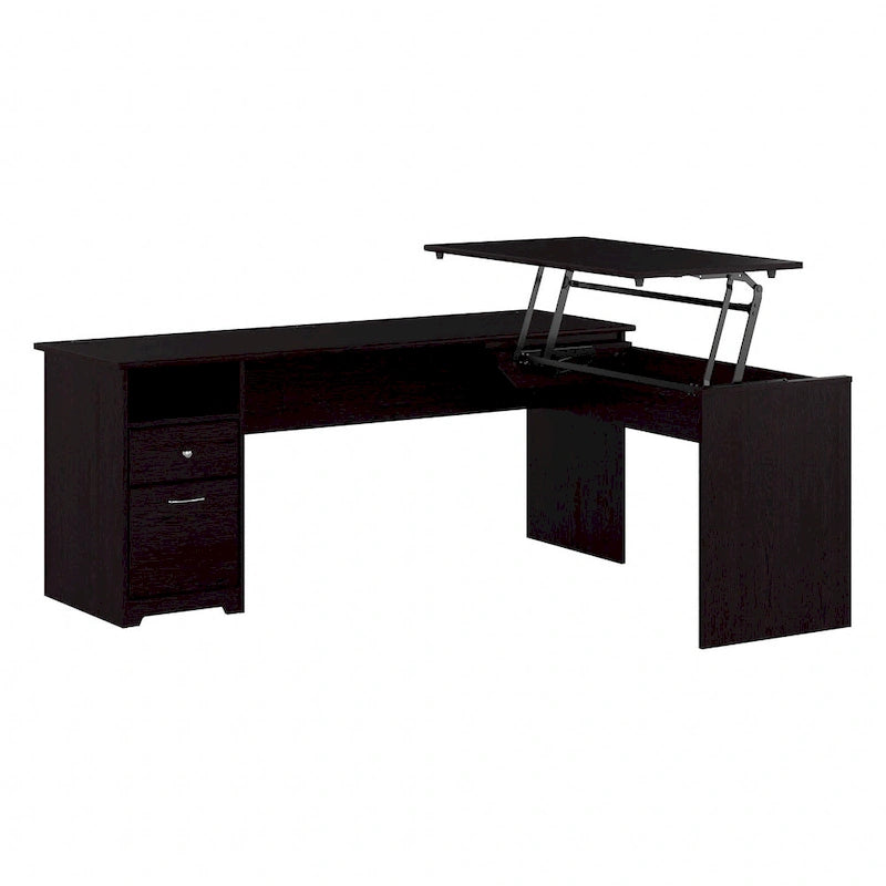 Bureau assis-debout en L à 3 positions 72 W