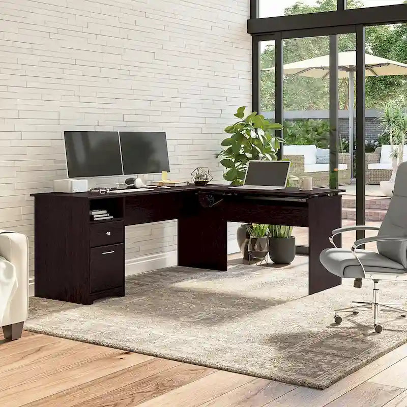 Bureau assis-debout en L à 3 positions 72 W