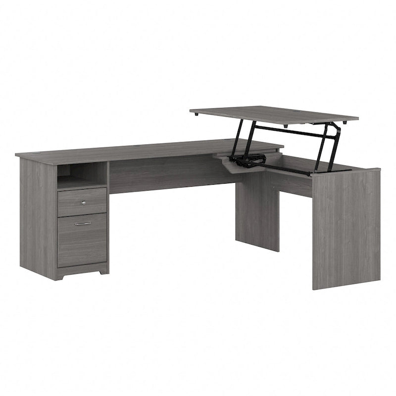 Bureau assis-debout en L à 3 positions 72 W