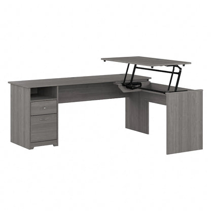 Bureau assis-debout en L à 3 positions 72 W