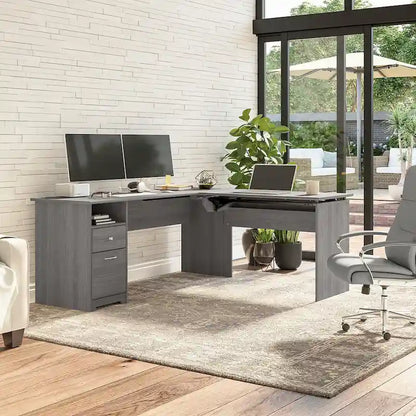 Bureau assis-debout en L à 3 positions 72 W