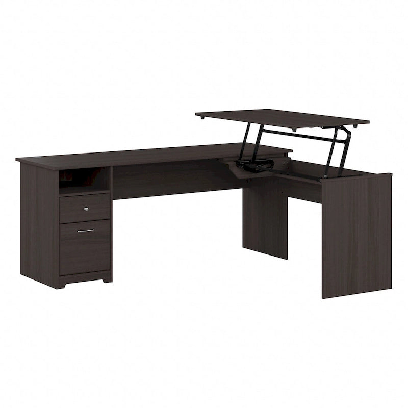 Bureau assis-debout en L à 3 positions 72 W