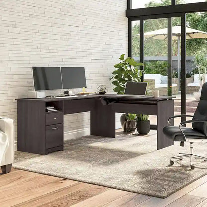 Bureau assis-debout en L à 3 positions 72 W