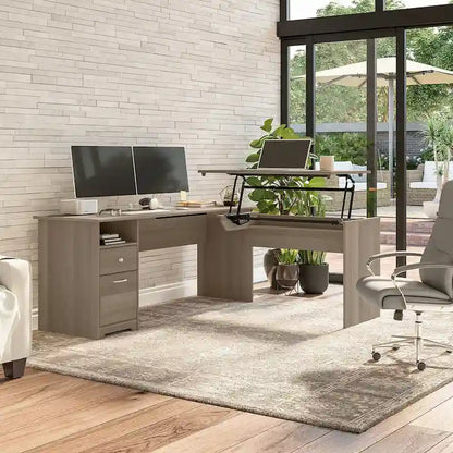 Bureau assis-debout en L à 3 positions 72 W