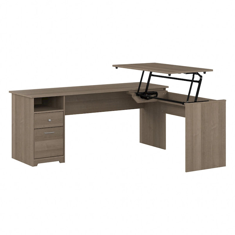 Bureau assis-debout en L à 3 positions 72 W