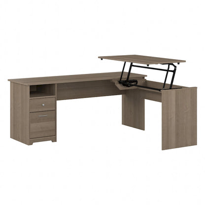 Bureau assis-debout en L à 3 positions 72 W