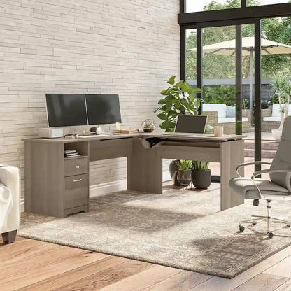 Bureau assis-debout en L à 3 positions 72 W