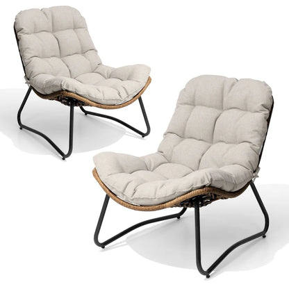 Fauteuil Papasan en rotin PE avec coussin pour intérieur et extérieur