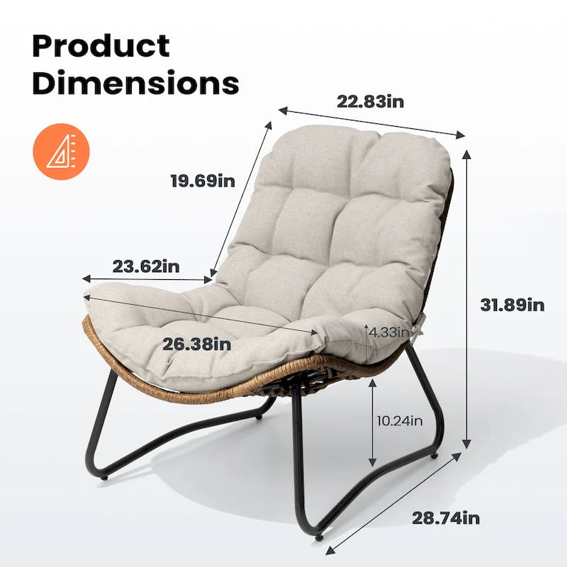 Fauteuil Papasan en rotin PE avec coussin pour intérieur et extérieur