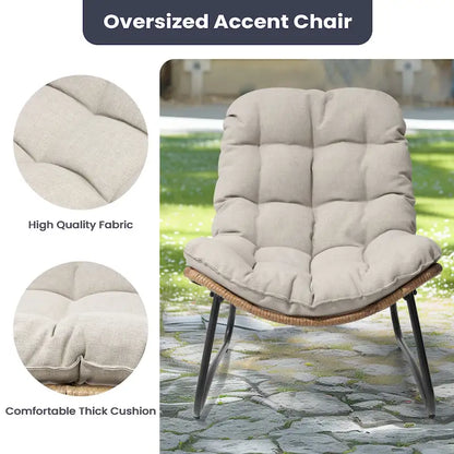 Fauteuil Papasan en rotin PE avec coussin pour intérieur et extérieur
