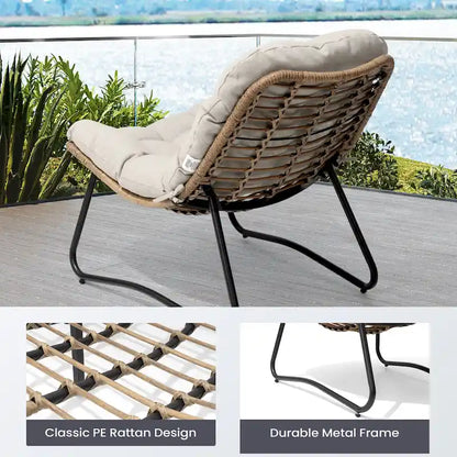 Fauteuil Papasan en rotin PE avec coussin pour intérieur et extérieur