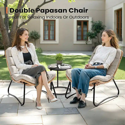 Fauteuil Papasan en rotin PE avec coussin pour intérieur et extérieur