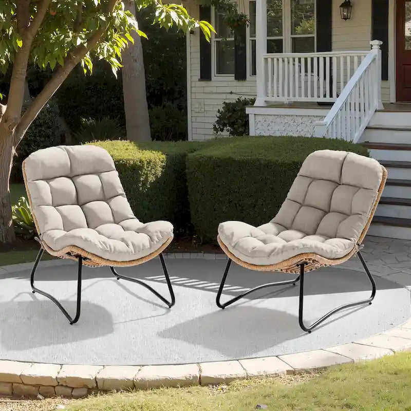 Fauteuil Papasan en rotin PE avec coussin pour intérieur et extérieur