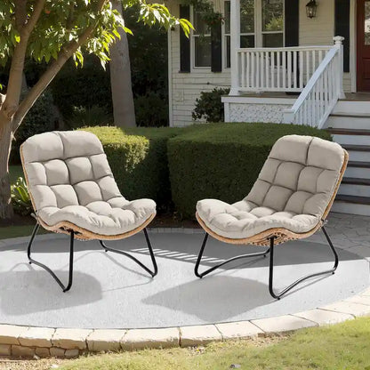 Fauteuil Papasan en rotin PE avec coussin pour intérieur et extérieur