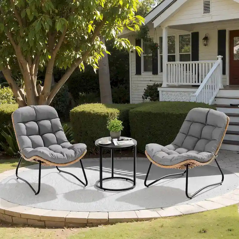 Fauteuil Papasan en rotin PE avec coussin pour intérieur et extérieur