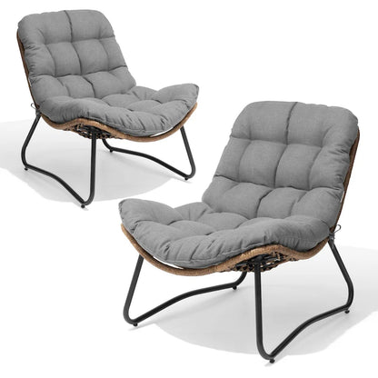Fauteuil Papasan en rotin PE avec coussin pour intérieur et extérieur