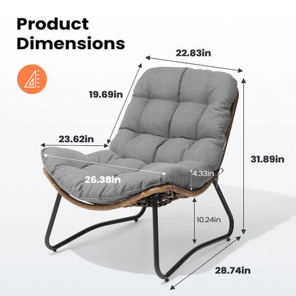 Fauteuil Papasan en rotin PE avec coussin pour intérieur et extérieur