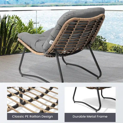 Fauteuil Papasan en rotin PE avec coussin pour intérieur et extérieur