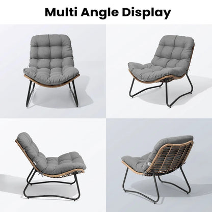 Fauteuil Papasan en rotin PE avec coussin pour intérieur et extérieur