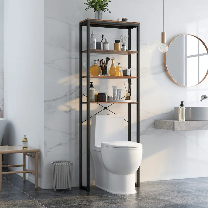 Étagère de rangement 4 niveaux pour salle de bain à poser au-dessus des toilettes – Voir détails