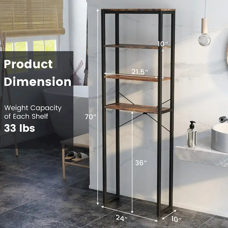 Étagère de rangement 4 niveaux pour salle de bain à poser au-dessus des toilettes – Voir détails