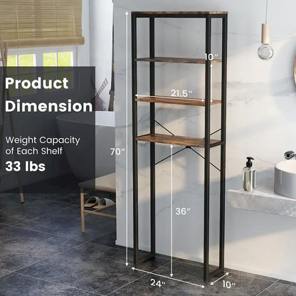 Étagère de rangement 4 niveaux pour salle de bain à poser au-dessus des toilettes – Voir détails