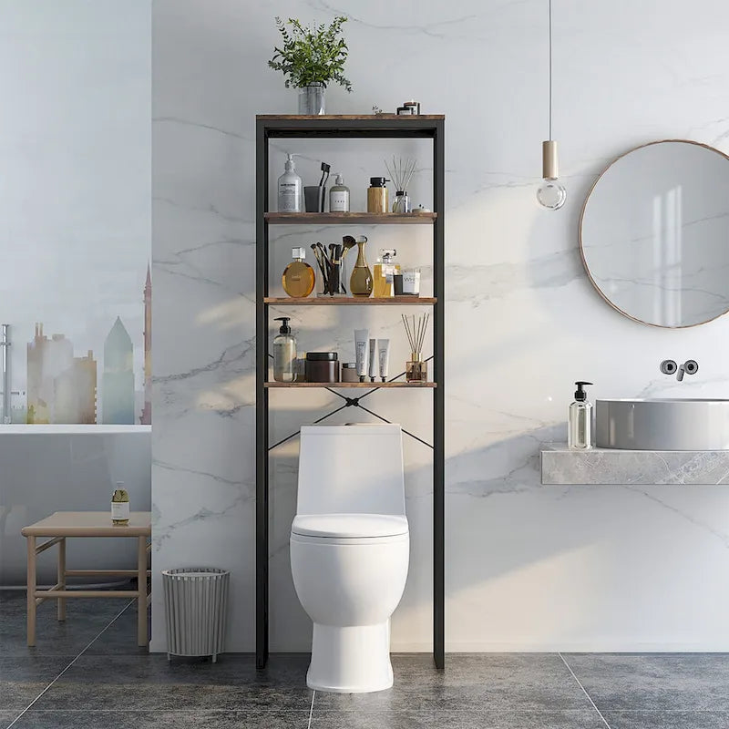 Étagère de rangement 4 niveaux pour salle de bain à poser au-dessus des toilettes – Voir détails