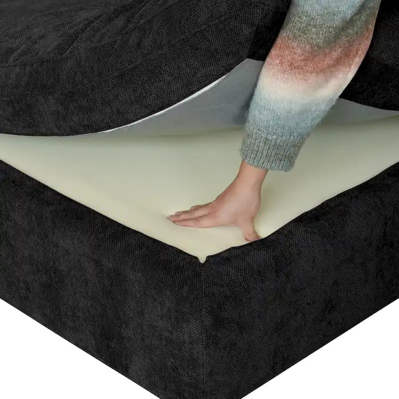Canapé d'angle en lin surdimensionné en forme de U garni de plumes pour salon