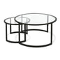 36 tables basses gigognes rondes en verre et acier (lot de 2)
