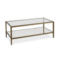 Table basse rectangulaire moderne en verre avec cadre en acier et étagère de rangement pour salon - 114,3 cm (L) x 50,8 cm (l) x 43,2 cm (H)
