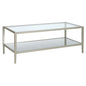 Table basse rectangulaire moderne en verre avec cadre en acier et étagère de rangement pour salon - 114,3 cm (L) x 50,8 cm (l) x 43,2 cm (H)