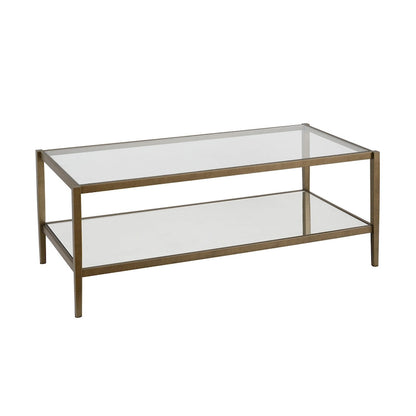 Table basse rectangulaire moderne en verre avec cadre en acier et étagère de rangement pour salon - 114,3 cm (L) x 50,8 cm (l) x 43,2 cm (H)