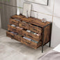 Commode horizontale à 7 tiroirs, Armoire de rangement en bois pour chambre à coucher, Meuble de rangement solide avec cadre en acier robuste