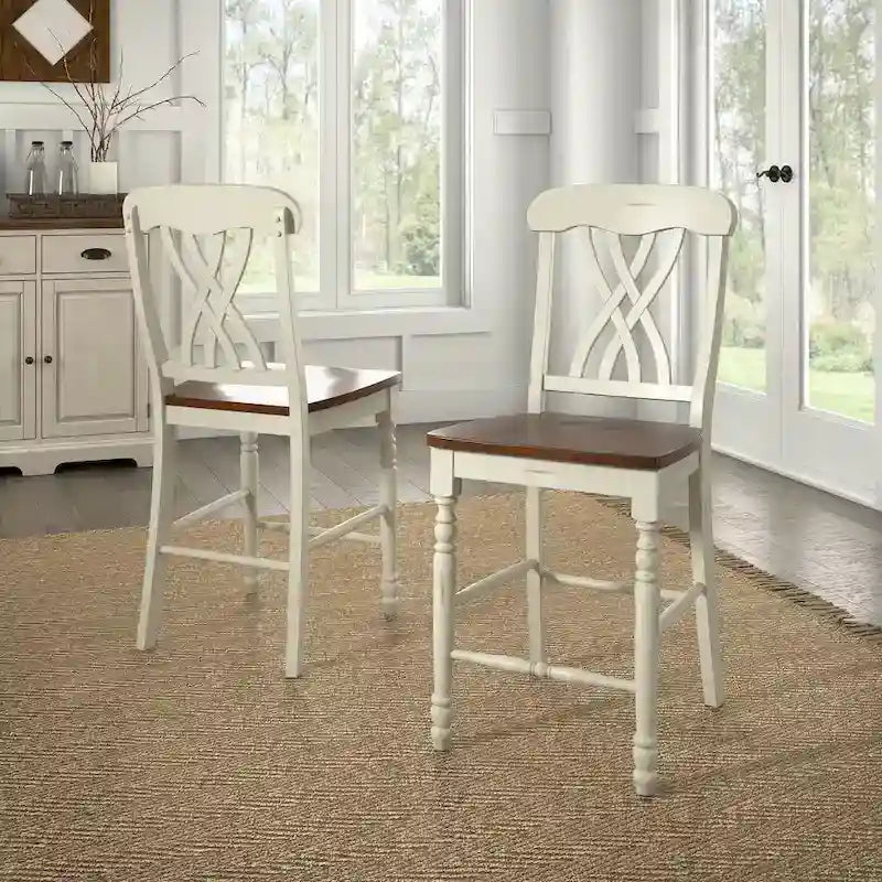 Chaises de comptoir bicolores Brunico (paquet de 2)