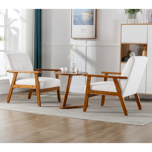 Mid Century Modern Accent Chairs Set of 2 with Side Table