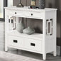 Table console de 36 po en pin de style rustique pour entrée de canapé avec 4 tiroirs et 1 étagère de rangement