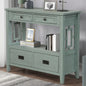 Table console de 36 po en pin de style rustique pour entrée de canapé avec 4 tiroirs et 1 étagère de rangement