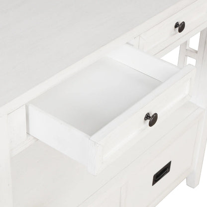 Table console de 36 po en pin de style rustique pour entrée de canapé avec 4 tiroirs et 1 étagère de rangement
