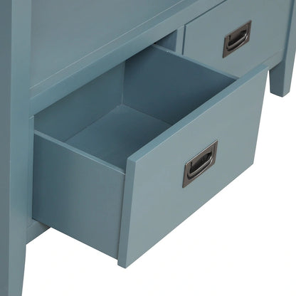 Table console de 36 po en pin de style rustique pour entrée de canapé avec 4 tiroirs et 1 étagère de rangement