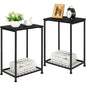 Petite table d'appoint à 2 niveaux avec étagère de rangement ouverte (lot de 2)
