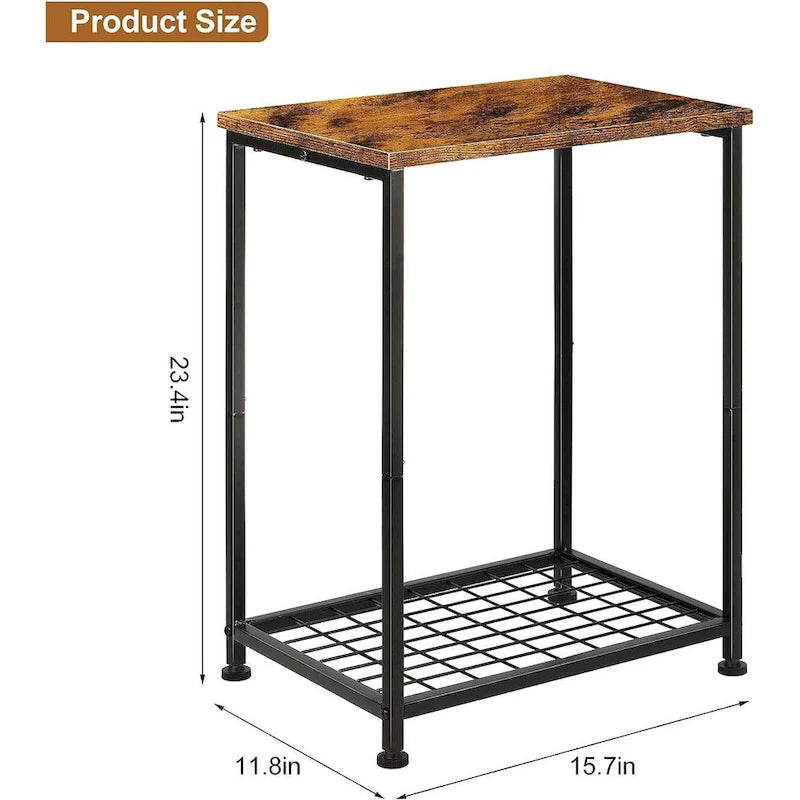 Petite table d'appoint à 2 niveaux avec étagère de rangement ouverte (lot de 2)