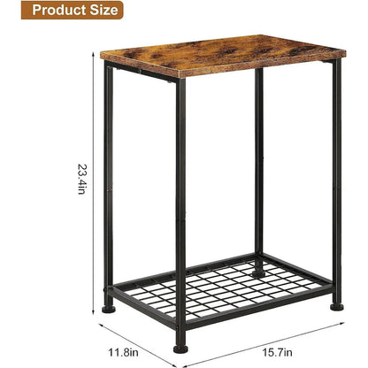 Petite table d'appoint à 2 niveaux avec étagère de rangement ouverte (lot de 2)