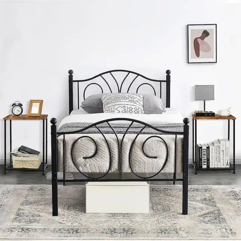 Petite table d'appoint à 2 niveaux avec étagère de rangement ouverte (lot de 2)