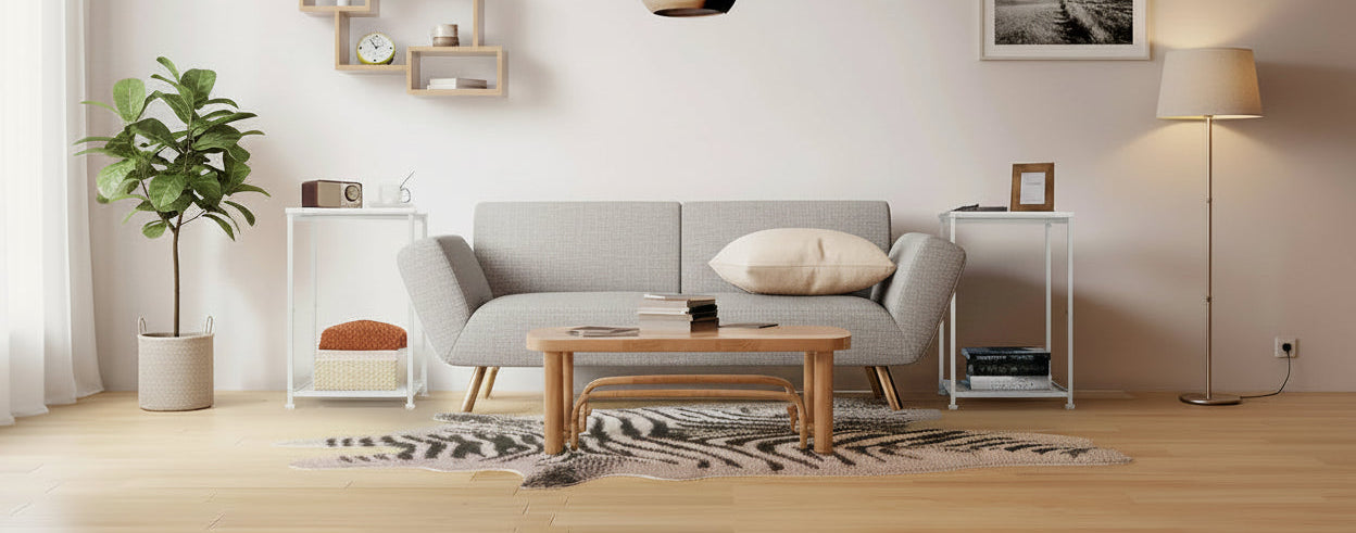Petite table d'appoint à 2 niveaux avec étagère de rangement ouverte (lot de 2)